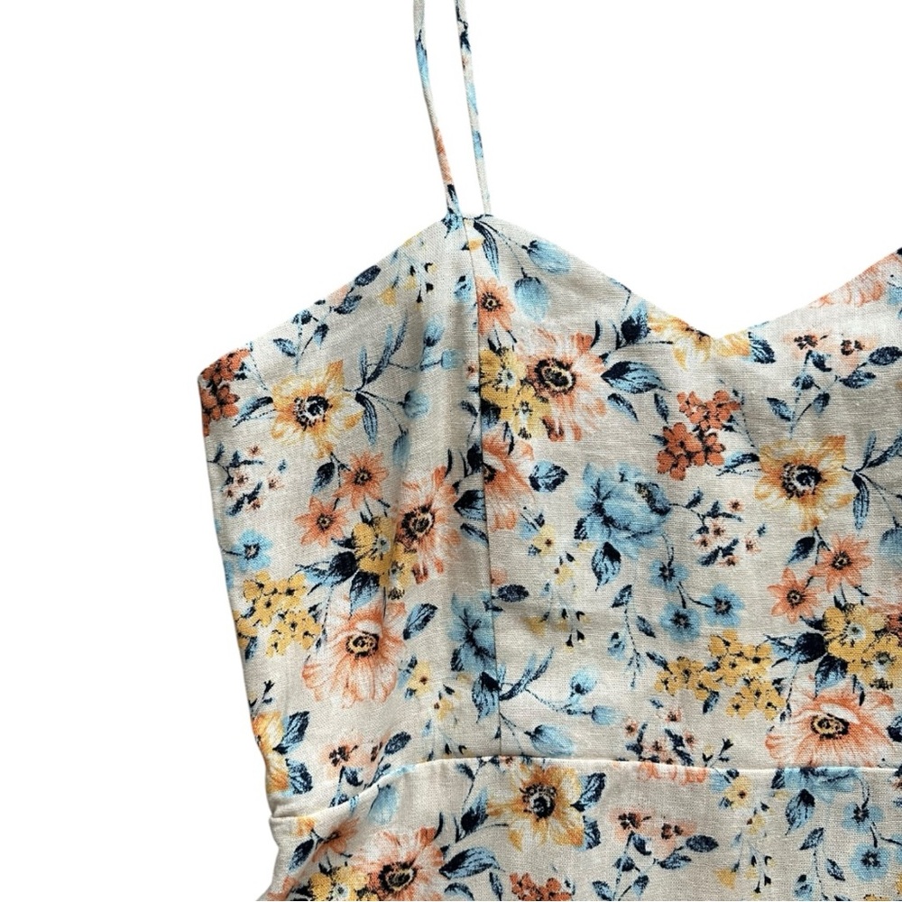 Francesca's Collections Floral Mini Dress in Cream, Blue & Yellow